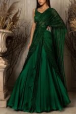 Women's frill ruffle ready to wear saree for wedding mehandi party diwali haldi reception navratra gift. - Image 2