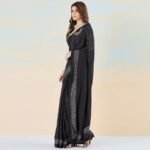 Black liva crepe foil saree - Image 5