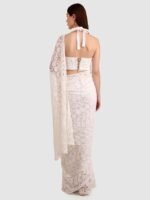 Women's Cotton Crochet Off-White Saree Without Blouse – Stunning Net Fix Embellishments, Indian Ethnic Wear for Women, Traditional Saree for Parties, Weddings, and Festivals - Image 4