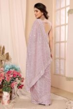 Women Georgette With Sequence Ready to Wear Saree - Image 4