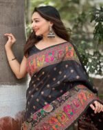 Women Woven Saree with Tassels - Image 3